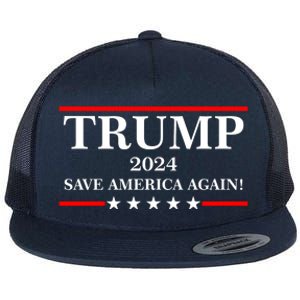 Trump 2024 Save America Again USA President Vote Flat Bill Trucker Hat