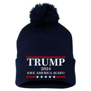 Trump 2024 Save America Again USA President Vote Pom Pom 12in Knit Beanie