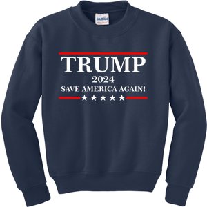 Trump 2024 Save America Again USA President Vote Kids Sweatshirt