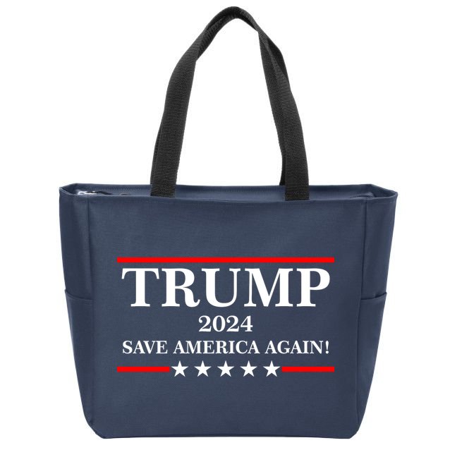 Trump 2024 Save America Again USA President Vote Zip Tote Bag