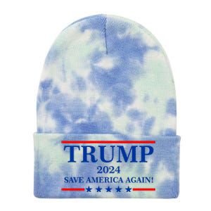 Trump 2024 Save America Again USA President Vote Tie Dye 12in Knit Beanie