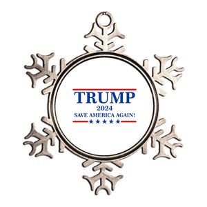 Trump 2024 Save America Again USA President Vote Metallic Star Ornament