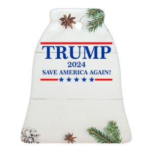 Trump 2024 Save America Again USA President Vote Ceramic Bell Ornament