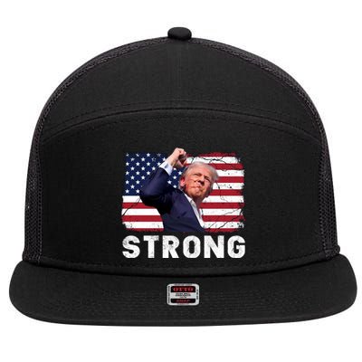 Trump 2024 Strong Fist Hand Us Vote 7 Panel Mesh Trucker Snapback Hat