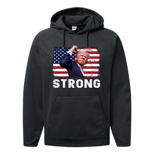 Trump 2024 Strong Fist Hand Us Vote Performance Fleece Hoodie