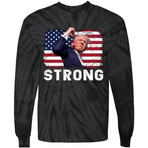 Trump 2024 Strong Fist Hand Us Vote Tie-Dye Long Sleeve Shirt