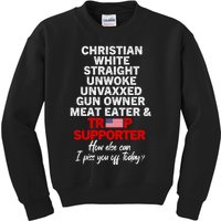 Trump 2024 Supporter Christian White Straight Unwoke Unvaxxed Kids Sweatshirt