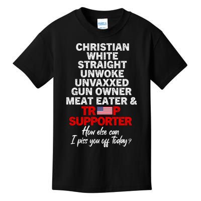 Trump 2024 Supporter Christian White Straight Unwoke Unvaxxed Kids T-Shirt