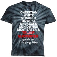 Trump 2024 Supporter Christian White Straight Unwoke Unvaxxed Kids Tie-Dye T-Shirt