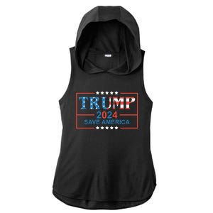 Trump 2024 Save America Ladies PosiCharge Tri-Blend Wicking Draft Hoodie Tank