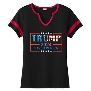 Trump 2024 Save America Ladies Halftime Notch Neck Tee