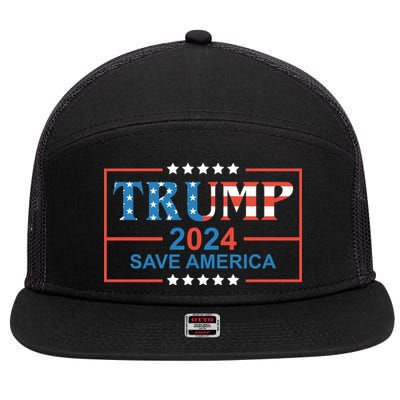 Trump 2024 Save America 7 Panel Mesh Trucker Snapback Hat
