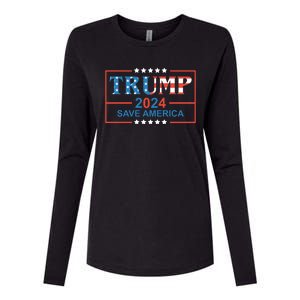 Trump 2024 Save America Womens Cotton Relaxed Long Sleeve T-Shirt