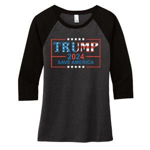 Trump 2024 Save America Women's Tri-Blend 3/4-Sleeve Raglan Shirt