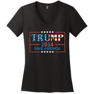 Trump 2024 Save America Women's V-Neck T-Shirt