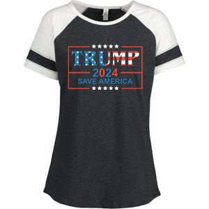 Trump 2024 Save America Enza Ladies Jersey Colorblock Tee