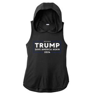 Trump 2024 Save America Again Trump Ladies PosiCharge Tri-Blend Wicking Draft Hoodie Tank