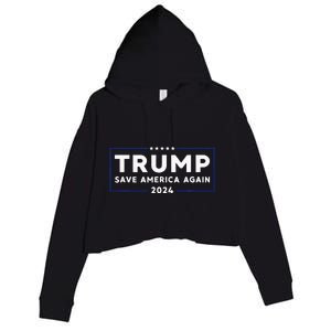 Trump 2024 Save America Again Trump Crop Fleece Hoodie