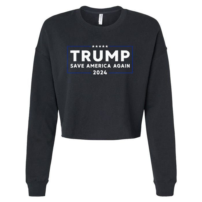 Trump 2024 Save America Again Trump Cropped Pullover Crew