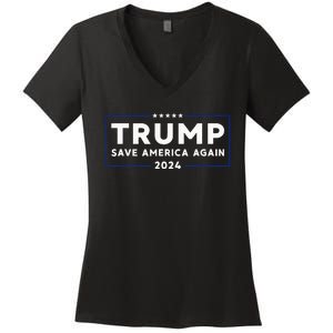 Trump 2024 Save America Again Trump Women's V-Neck T-Shirt