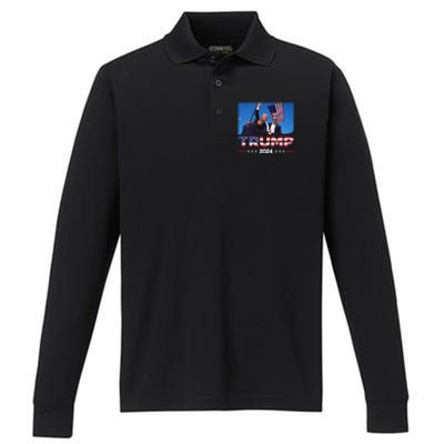 Trump 2024 Survived Shot Election Rally Performance Long Sleeve Polo