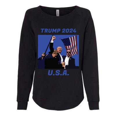 Trump 2024 Stay Strong Fist Pump Rally Secret Service Flag Womens California Wash Sweatshirt