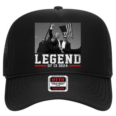 Trump 2024 Shooting President Legend High Crown Mesh Back Trucker Hat