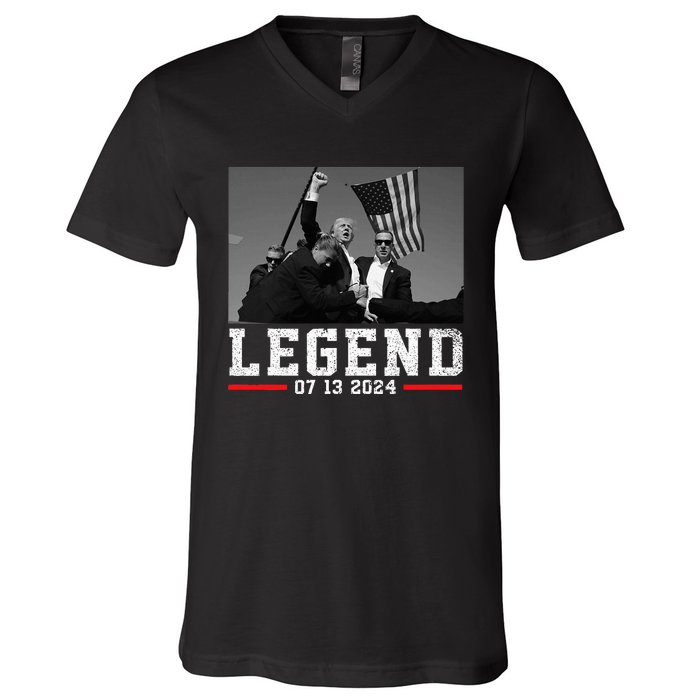 Trump 2024 Shooting President Legend V-Neck T-Shirt