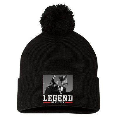 Trump 2024 Shooting President Legend Pom Pom 12in Knit Beanie