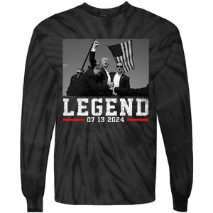 Trump 2024 Shooting President Legend Tie-Dye Long Sleeve Shirt