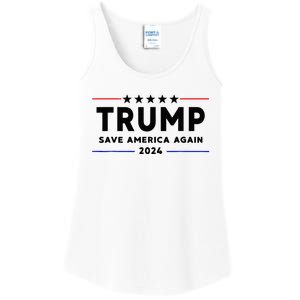 Trump 2024 Save America Again Vote Trump White Ladies Essential Tank