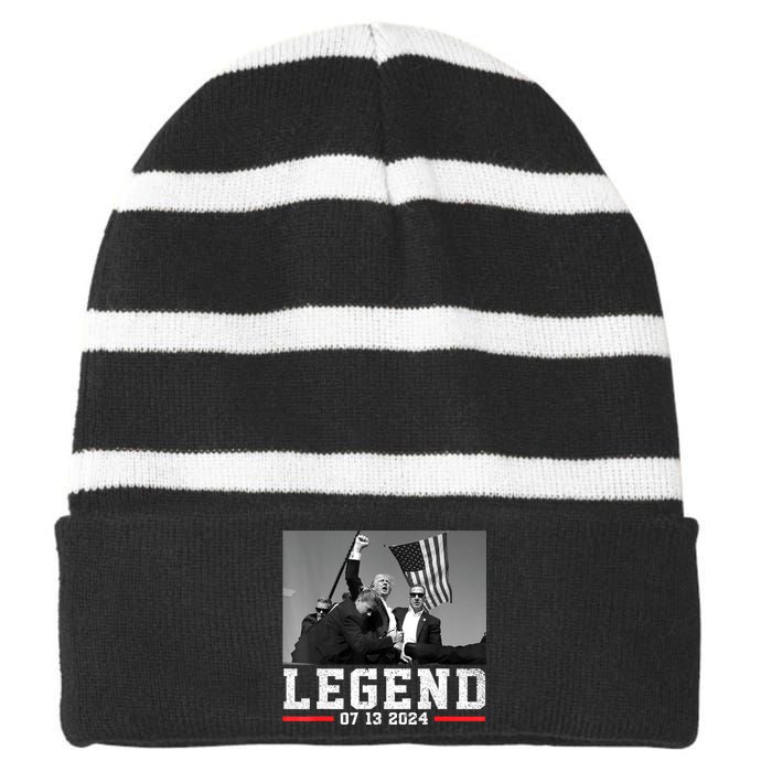 Trump 2024 Shooting President Legend Gift Striped Beanie with Solid Band