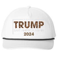 Trump 2024 Save America Again Leopard Print Gift Snapback Five-Panel Rope Hat