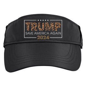 Trump 2024 Save America Again Leopard Print Gift Adult Drive Performance Visor