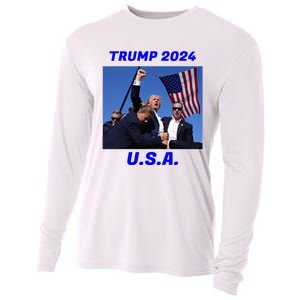 Trump 2024 Stay Strong Fist Pump Rally Secret Service Flag Cooling Performance Long Sleeve Crew