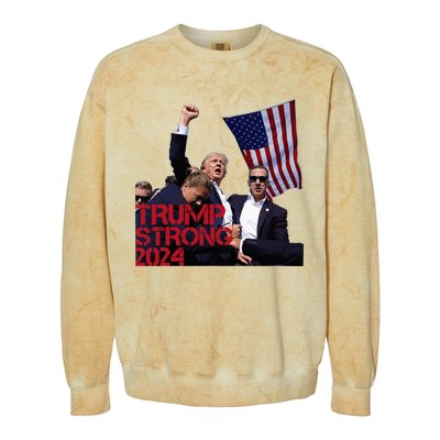 Trump 2024 Strong Fist Hand Us Vote Colorblast Crewneck Sweatshirt