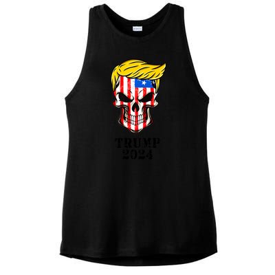 Trump 2024 Skull Ladies PosiCharge Tri-Blend Wicking Tank