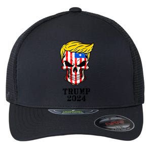 Trump 2024 Skull Flexfit Unipanel Trucker Cap