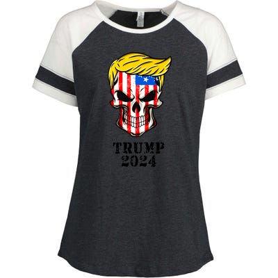 Trump 2024 Skull Enza Ladies Jersey Colorblock Tee