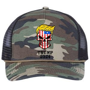 Trump 2024 Skull Retro Rope Trucker Hat Cap