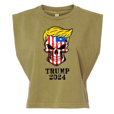 Trump 2024 Skull Garment-Dyed Women's Muscle Tee