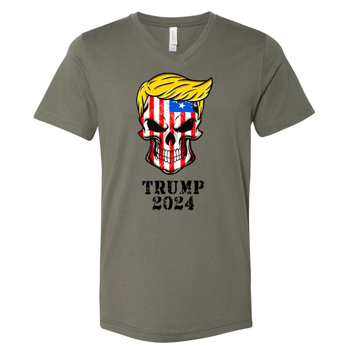 Trump 2024 Skull V-Neck T-Shirt