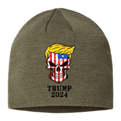 Trump 2024 Skull Sustainable Beanie