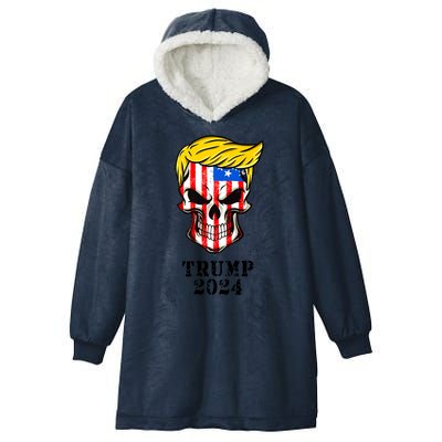 Trump 2024 Skull Hooded Wearable Blanket