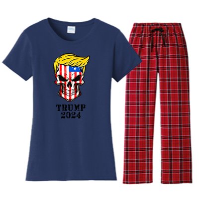 Trump 2024 Skull Women's Flannel Pajama Set