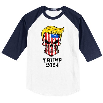 Trump 2024 Skull Baseball Sleeve Shirt