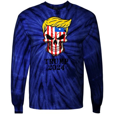 Trump 2024 Skull Tie-Dye Long Sleeve Shirt