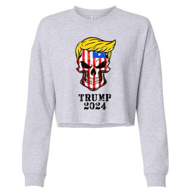 Trump 2024 Skull Cropped Pullover Crew