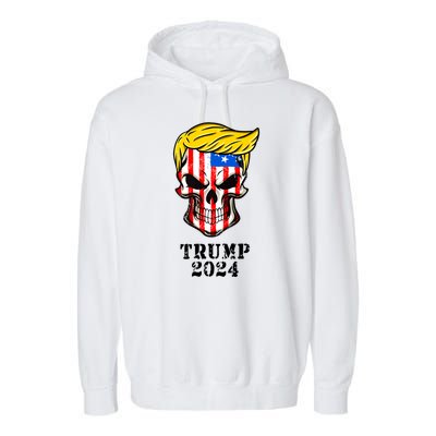 Trump 2024 Skull Garment-Dyed Fleece Hoodie