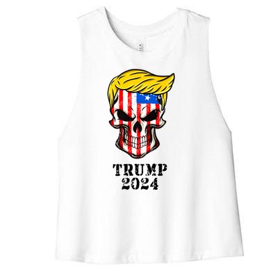 Trump 2024 Skull Women's Racerback Cropped Tank